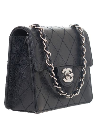 chanel quilted full flap mini black leather shoulder bag|Chanel mini flap bags.